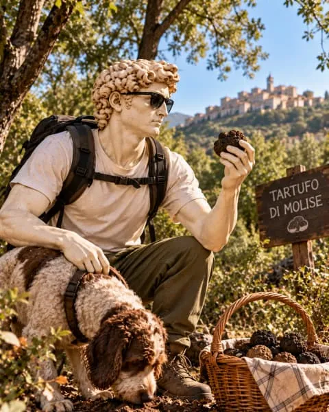 David hunting truffles with a dog