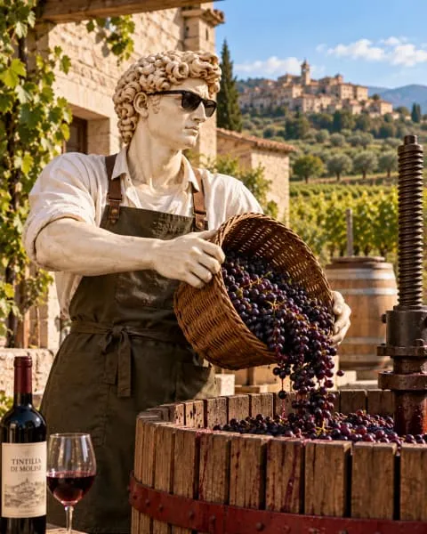 David making Tintilia del Molise wine