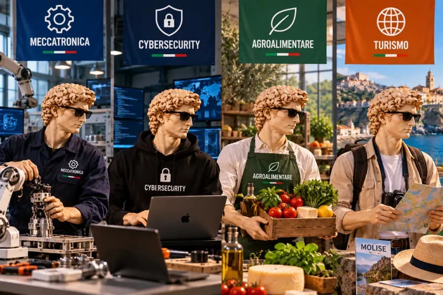 David in the four 2 Years courses: mechatronics, cybersecurity, agrifood and tourism